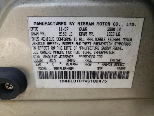 Photo 10 from auction – 1998 NISSAN ALTIMA with VIN 1N4DL01D1WC182475