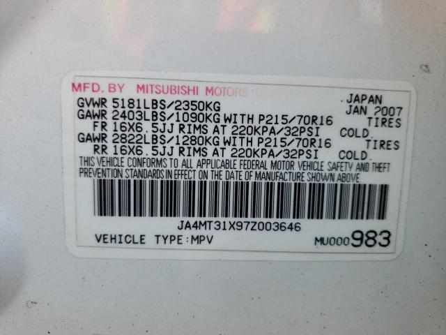 Photo 10 from auction – 2007 MITSUBISHI OUTLANDER with VIN JA4MT31X97Z003646