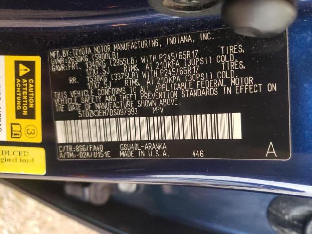 Photo 10 from auction – 2013 TOYOTA HIGHLANDER with VIN 5TDZK3EH7DS097993
