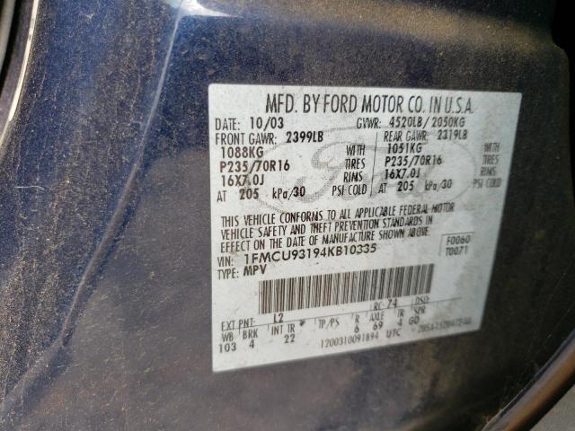 Photo 10 from auction – 2004 FORD ESCAPE XLT with VIN 1FMCU93194KB10335