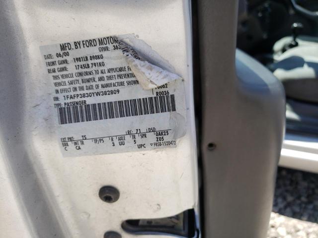 Photo 10 from auction – 2000 FORD FOCUS ZTS with VIN 1FAFP3830YW382809
