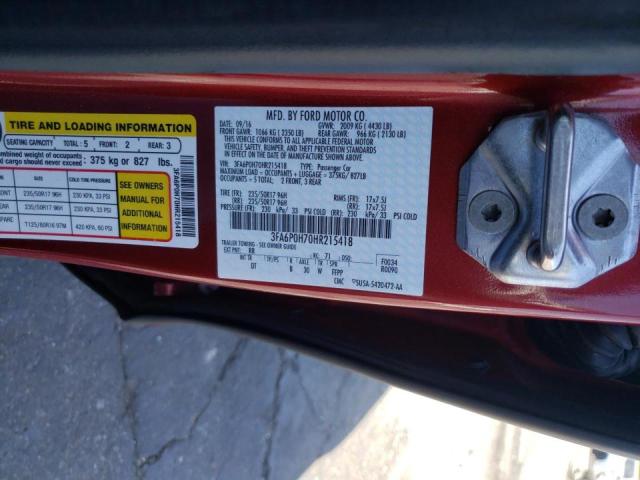 Photo 10 from auction – 2017 FORD FUSION SE with VIN 3FA6P0H70HR215418