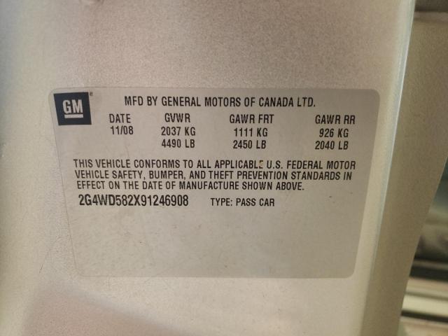 Photo 10 from auction – 2009 BUICK LACROSSE C with VIN 2G4WD582X91246908