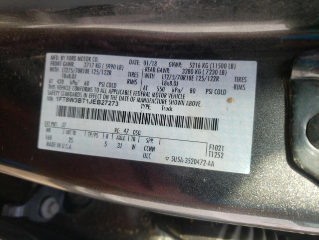 Photo 10 from auction – 2018 FORD F350 SUPER with VIN 1FT8W3BT1JEB27273