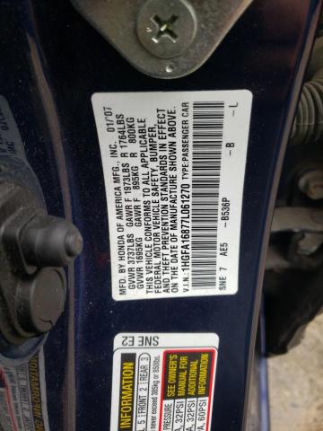 Photo 10 from auction – 2007 HONDA CIVIC EX with VIN 1HGFA16877L061270