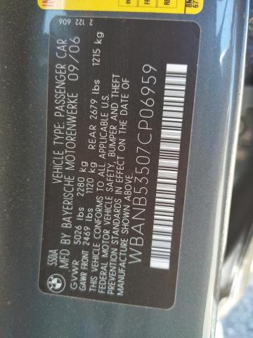 Photo 10 from auction – 2007 BMW 550 I with VIN WBANB53507CP06959