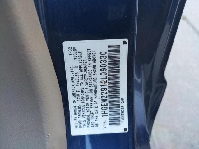 Photo 10 from auction – 2002 HONDA CIVIC EX with VIN 1HGEM22912L090330