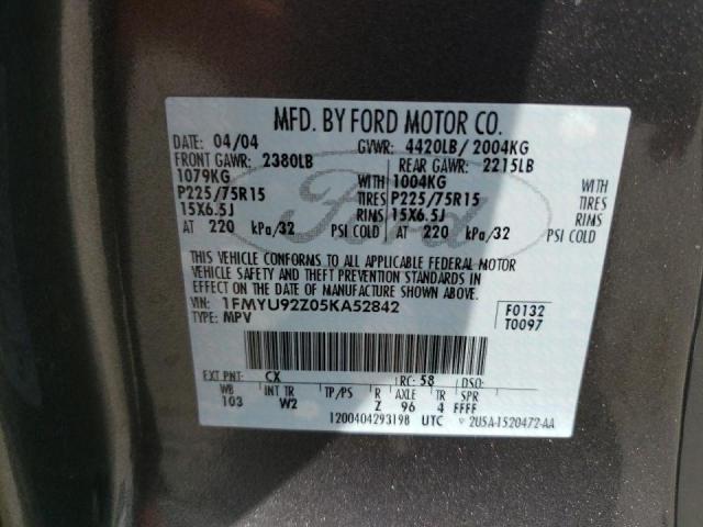 Photo 10 from auction – 2005 FORD ESCAPE XLS with VIN 1FMYU92Z05KA52842