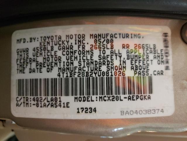 Photo 10 from auction – 2000 TOYOTA AVALON XL with VIN 4T1BF28B2YU081026