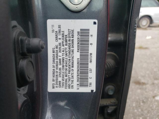 Foto 10 de la subasta – 2012 HONDA CIVIC EXL con VIN 2HGFB2F96CH528374