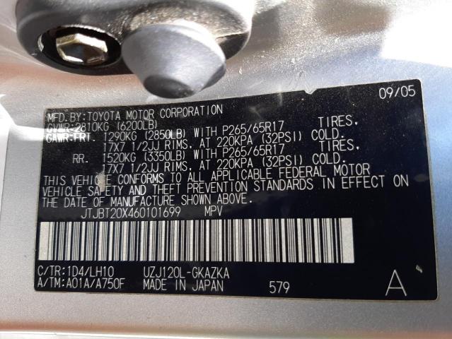 Photo 10 from auction – 2006 LEXUS GX 470 with VIN JTJBT20X460101699