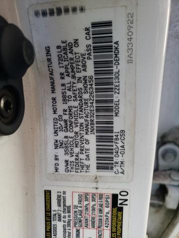 Photo 10 from auction – 2004 TOYOTA COROLLA with VIN 1NXBR32E34Z263456