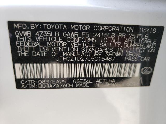 Photo 10 from auction – 2018 LEXUS IS 350 with VIN JTHCZ1D27J5015487