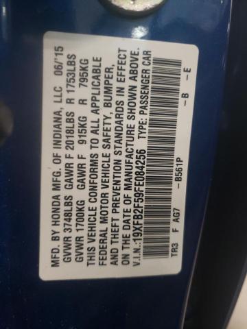 Photo 10 from auction – 2015 HONDA CIVIC LX with VIN 19XFB2F59FE084256