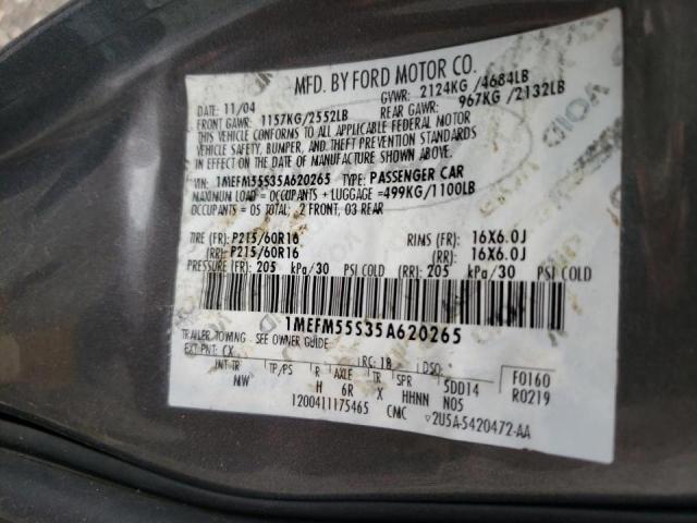 Photo 10 from auction – 2005 MERCURY SABLE LS P with VIN 1MEFM55S35A620265
