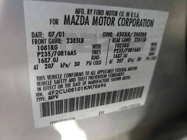 Photo 10 from auction – 2001 MAZDA TRIBUTE LX with VIN 4F2CU08101KM70694