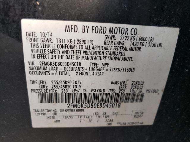 Photo 10 from auction – 2014 FORD FLEX LIMIT with VIN 2FMGK5D80EBD45018