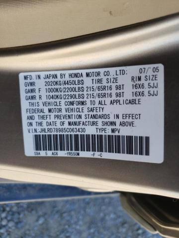 Photo 10 from auction – 2005 HONDA CR-V SE with VIN JHLRD78985C063430