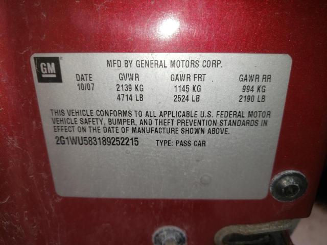 Photo 10 from auction – 2008 CHEVROLET IMPALA LTZ with VIN 2G1WU583189252215