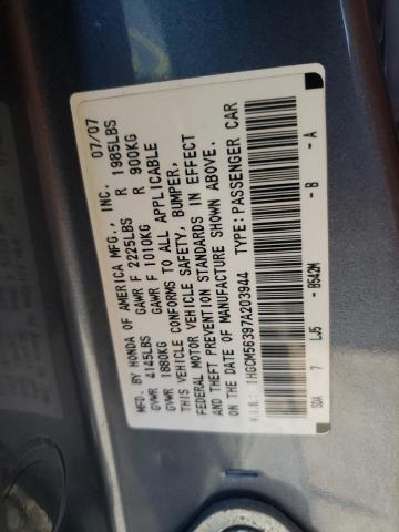 Photo 10 from auction – 2007 HONDA ACCORD with VIN 1HGCM56397A203944