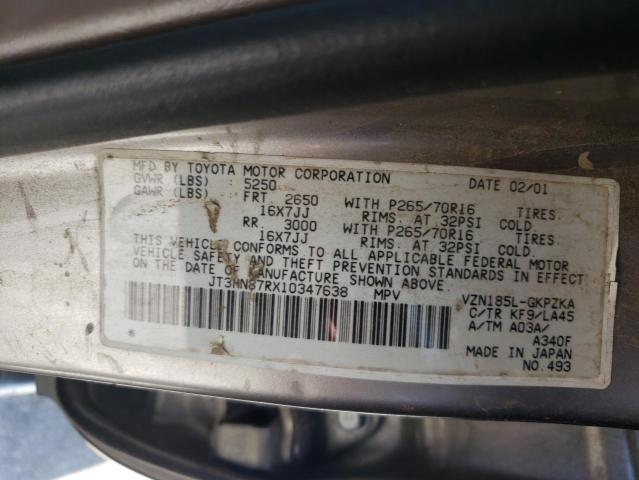 Photo 10 from auction – 2001 TOYOTA 4RUNNER with VIN JT3HN87RX10347638