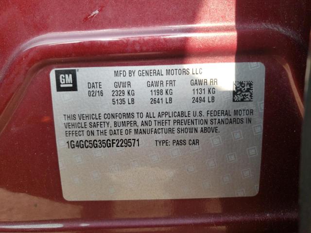 Photo 10 from auction – 2016 BUICK LACROSSE with VIN 1G4GC5G35GF229571