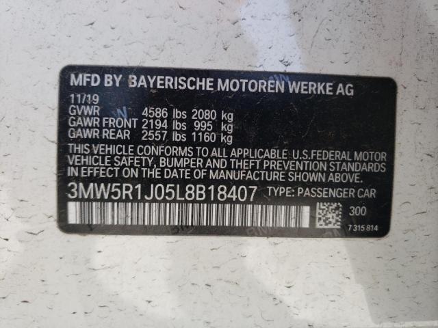 Photo 10 from auction – 2020 BMW 330I with VIN 3MW5R1J05L8B18407