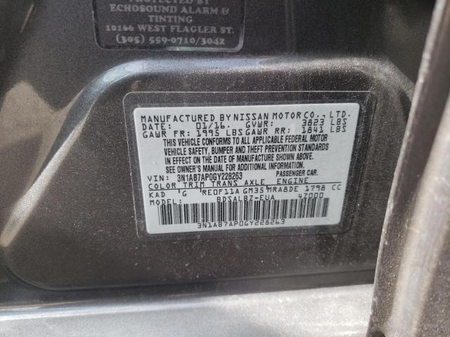 Photo 10 from auction – 2016 NISSAN SENTRA S with VIN 3N1AB7AP0GY228263