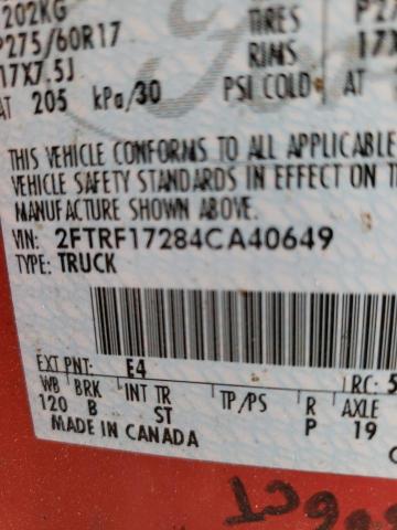 Photo 10 from auction – 2004 FORD F150 HERIT with VIN 2FTRF17284CA40649