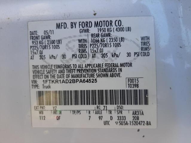 Photo 10 from auction – 2011 FORD RANGER with VIN 1FTKR1AD2BPA64525
