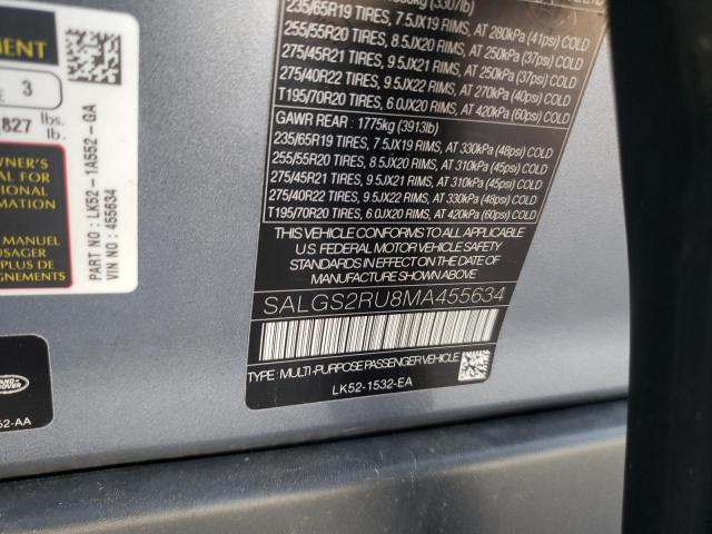 Photo 10 from auction – 2021 LAND ROVER RANGE ROVE with VIN SALGS2RU8MA455634