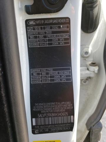 Photo 10 from auction – 2019 LAND ROVER RANGE ROVE with VIN SALVP2RX1KH350604