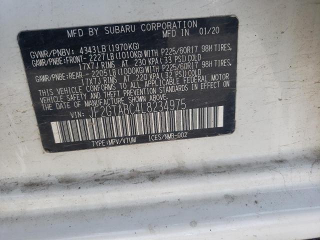 Photo 10 from auction – 2020 SUBARU CROSSTREK with VIN JF2GTABC4L8234975