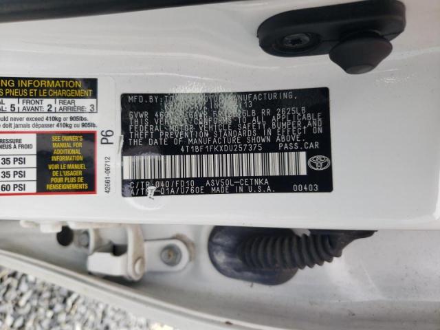 Photo 10 from auction – 2013 TOYOTA CAMRY L with VIN 4T1BF1FKXDU257375