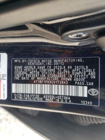 Photo 10 from auction – 2012 TOYOTA CAMRY BASE with VIN 4T1BF1FKXCU172843
