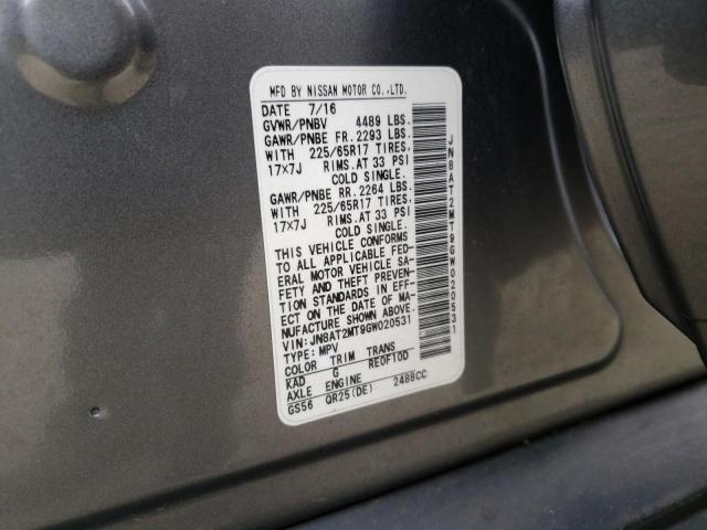 Photo 10 from auction – 2016 NISSAN ROGUE S with VIN JN8AT2MT9GW020531