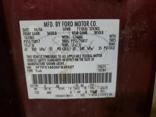 Photo 10 from auction – 2006 FORD F150 with VIN 1FTPX14556FB26527