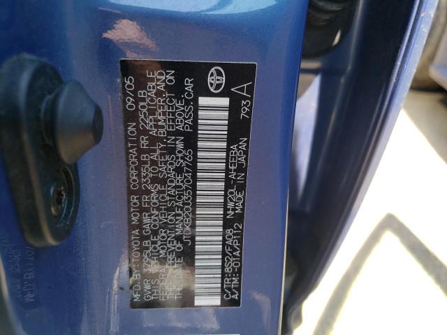 Photo 10 from auction – 2005 TOYOTA PRIUS with VIN JTDKB20U357047765