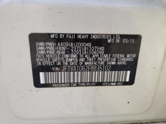 Photo 10 from auction – 2015 SUBARU WRX LIMITE with VIN JF1VA1G62F8835102
