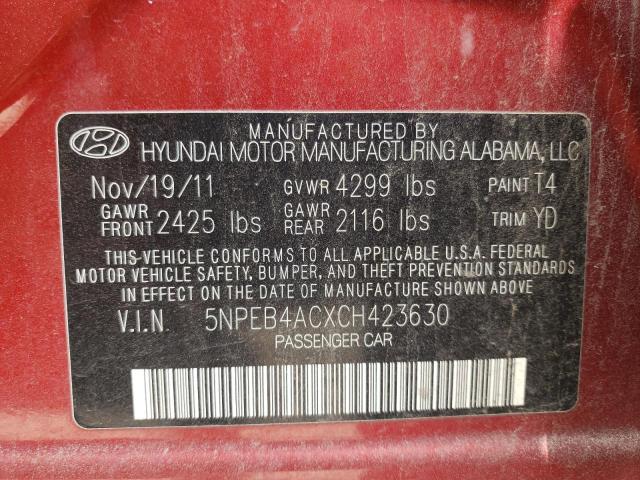 Photo 10 from auction – 2012 HYUNDAI SONATA GLS with VIN 5NPEB4ACXCH423630