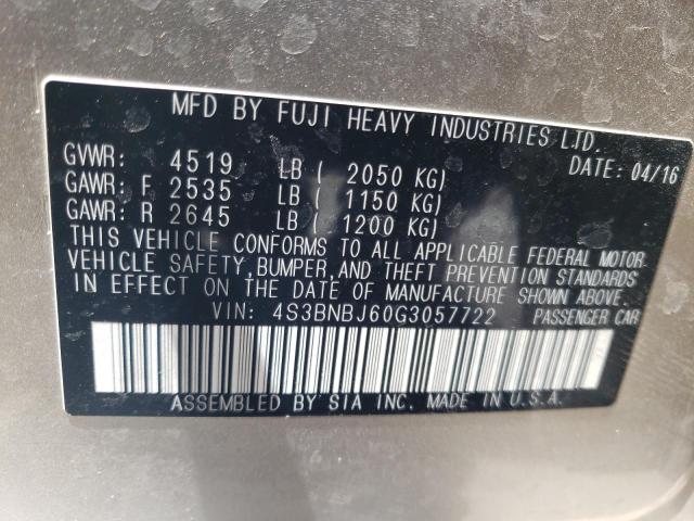 Photo 10 from auction – 2016 SUBARU LEGACY 2.5 with VIN 4S3BNBJ60G3057722