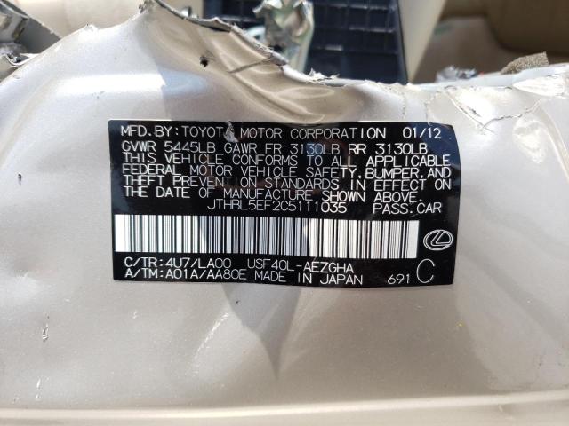 Photo 10 from auction – 2012 LEXUS LS 460 with VIN JTHBL5EF2C5111035