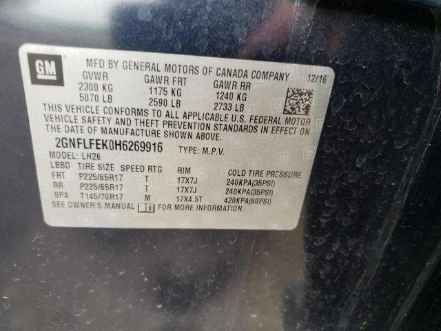 Photo 10 from auction – 2017 CHEVROLET EQUINOX LT with VIN 2GNFLFEK0H6269916
