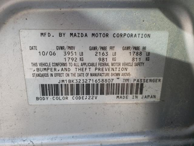 Photo 10 from auction – 2007 MAZDA 3 S with VIN JM1BK323271658807