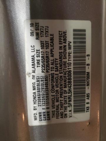 Photo 10 from auction – 2011 HONDA ODYSSEY EX with VIN 5FNRL5H43BB006110