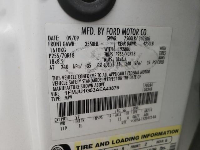 Photo 10 from auction – 2010 FORD EXPEDITION with VIN 1FMJU1G53AEA43876