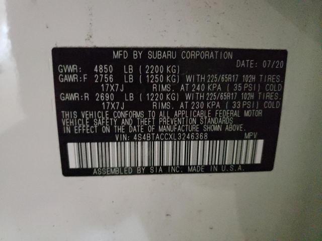 Photo 10 from auction – 2020 SUBARU OUTBACK PR with VIN 4S4BTACCXL3246368