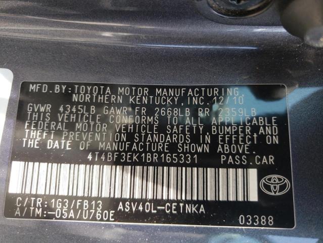 Photo 10 from auction – 2011 TOYOTA CAMRY BASE with VIN 4T4BF3EK1BR165331