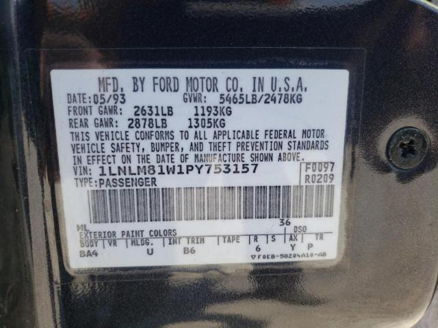 Photo 10 from auction – 1993 LINCOLN TOWN CAR E with VIN 1LNLM81W1PY753157