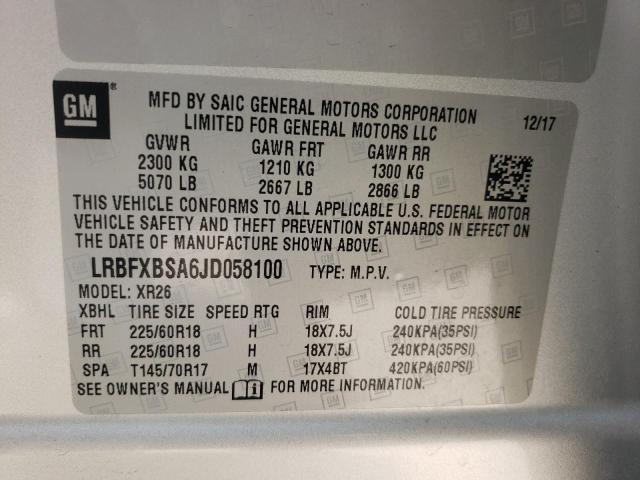 Photo 10 from auction – 2018 BUICK ENVISION P with VIN LRBFXBSA6JD058100